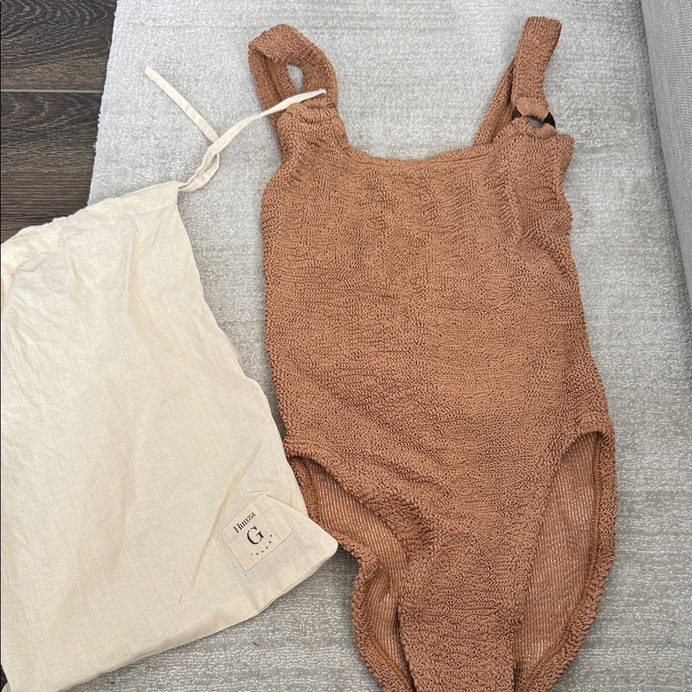 Hunza G Brown Textured Swimsuit